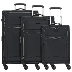 d & n Travel Line 9204 4 Rollen Kofferset 3-teilig mit Dehnfalte Reisetaschen 1 ct Schwarz Herren