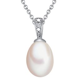 Lulu & Jane Diamant-Kette Sterling Silber Diamant Süßwasser-Zuchtperle in Silber Ketten 1 ct Damen