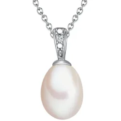 Lulu & Jane Diamant-Kette Sterling Silber Diamant Süßwasser-Zuchtperle in Silber Ketten 1 ct Damen