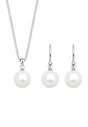 Elli Muschelkernperle 925 Sterling Silber Geschenkidee Schmuck-Set 1 ct Damen