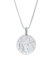 KUZZOI Herren Basic Coin Plättchen gehämmert 925 Silber Ketten 1 ct