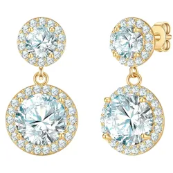 Yokoamii Ohrhänger aus Messing in gelbgold mit Zirkonia Ohrringe 1 ct Damen