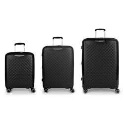 Gabol Queens 4 Rollen Kofferset 3-teilig mit Dehnfalte Reisetaschen 1 ct Schwarz Herren