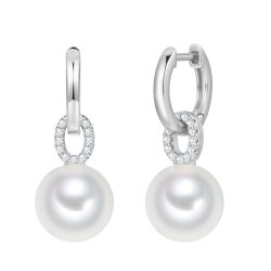 Lulu & Jane Perlen-Ohrhänger aus Messing in silber mit Zirkonia Glasperle Ohrringe 1 ct Damen