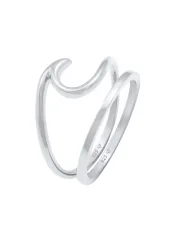 Elli 2er Set Wave Welle Bandring Basic 925 Silber Ringe 1 ct Damen