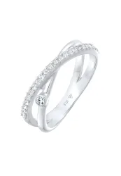 Elli Wickelring X Glamour 925 Silber, mit Kristallen von Swarovski® Ringe 1 ct Damen