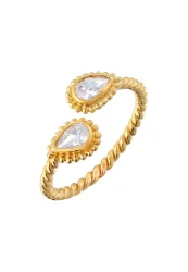 Elli Zirkonia Tropfen Vintage Look 925 Silber vergoldet Ringe 1 ct Damen