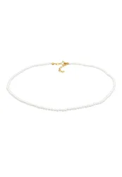Elli - Halskette Choker Muschelkernperlen 925 Silber, 36cm, Gold