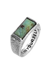Haze & Glory Siegelring Afrikanischer Türkis 925 Sterling Silber - Bold Bar Ringe 1 ct Herren