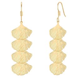 Yokoamii Ohrhänger Ginkgoblatt aus Metall-Legierung in gelbgold Ohrringe 1 ct Damen