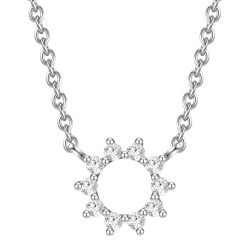 Glanzstücke München Halskette Blume/Kreis Sterling Silber Zirkonia in Silber Ketten 1 ct Damen