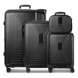 Redolz Essentials14 4-Rollen Kofferset Beautycase 4tlg mit Dehnfalte Laptopfach Reisetaschen 1 ct Schwarz Herren
