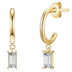 Lulu & Jane Creolen Messing verziert mit Kristallen von Swarovski® in Gelbgold Ohrringe 1 ct Damen