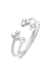 Elli Kugel Elegant Offen Ring Set 925 Silber, mit Kristallen von Swarovski® Ringe 1 ct Damen