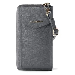 Lazarotti Bologna Leather Zip-Around Geldbörse Handytasche Leder 19 cm Portemonnaies 1 ct Grau Damen