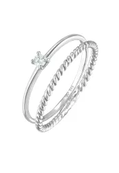 Elli DIAMONDS Diamant (0.06 ct) Solitär Bandring 585 Weißgold Ringe 1 ct Damen