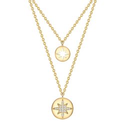 Lulu & Jane Halskette Stern aus Metall in Gelbgold mit Zirkonia Ketten 1 ct Damen