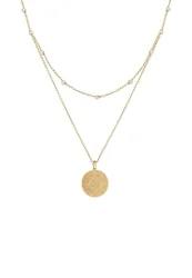Elli - Halskette Layer Münze Kristalle, 40cm, Gold