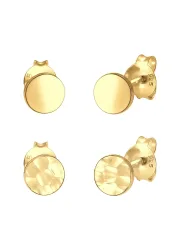 Elli Set Geo Ohrstecker Gehämmert Glänzend 925 Silber Ohrringe 1 ct Damen