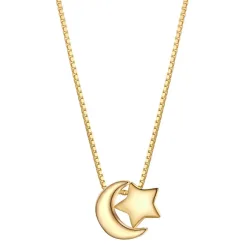 Glanzstücke München Halskette Mond/Stern aus Sterling Silber in gelbgold Ketten 1 ct Damen