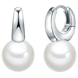 Lulu & Jane Perlen-Creolen Messing Muschelkernperle in Silber Ohrringe 1 ct Damen