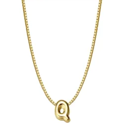 Glanzstücke München Halskette Buchstabe Q aus Sterling Silber in gelbgold Ketten 1 ct Damen