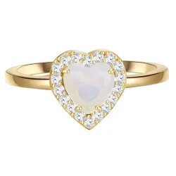 Glanzstücke München Ring Herz aus Sterling Silber in gelbgold mit Mondstein (synth.) Ringe 1 ct Damen