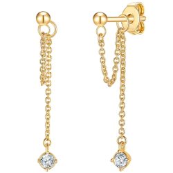 Lulu & Jane Ohrhänger aus Metall in Gelbgold mit verziert mit Kristallen von Swarovski® Ohrringe 1 ct Damen