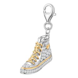 Glanzstücke München Charm Sneaker Sterling Silber Zirkonia in Silber/Gelbgold Ketten 1 ct Damen