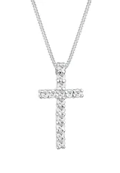 Elli Kreuz Weiß 925 Sterling Silber, mit Kristallen von Swarovski® Ketten 1 ct Damen