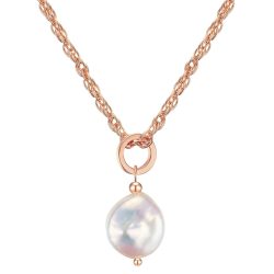 Lulu & Jane Halskette Metall-Legierung Süßwasser-Zuchtperle in Roségold Ketten 1 ct Damen