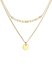 Elli Layer Plättchen Glas Perlen Boho 2-lagig 925 Silber Ketten 1 ct Damen
