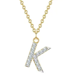 Glanzstücke München Halskette Buchstabe M aus Sterling Silber in gelbgold mit Zirkonia Ketten 1 ct Damen
