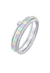 Elli Multi-Color Emaille 3er Set 925 Silber, mit Kristallen von Swarovski® Ringe 1 ct Damen