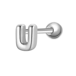 Glanzstücke München Piercing Buchstabe U aus Sterling Silber in silber Ohrringe 1 ct Damen