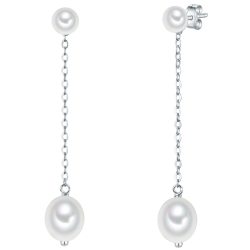 Valero Pearls Perlen-Ohrstecker Sterling Silber Süßwasser-Zuchtperle in Silber Ohrringe 1 ct Damen