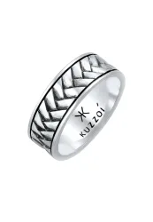 KUZZOI Herren Bandring Fischgräten Vintage 925 Silber Ringe 1 ct