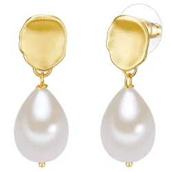 Lulu & Jane Perlen-Ohrstecker Metall-Legierung Muschelkernperle in Gelbgold Ohrringe 1 ct Damen