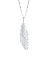 Kuzzoi - Halskette  Basic Casual Feder Anhänger, 55 CM, Taubengrau