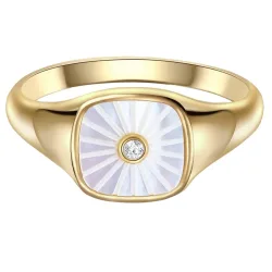 Glanzstücke München Ring Sterling Silber Zirkonia Perlmutt in Gelbgold Ringe 1 ct Damen