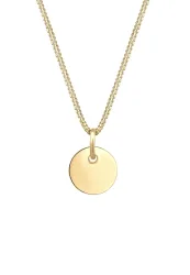 Elli Basic Panzerkette Plättchen Kreis Geo 925er Silber Ketten 1 ct Damen