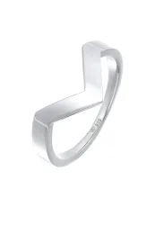 Elli - Ring V-Form Basic Rhodiniert, 58mm, Silber