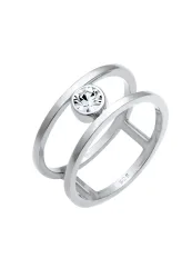 Elli PREMIUM Doppelring Solitär 925 Sterling Silber, mit Kristallen von Swarovski® Ringe 1 ct Damen