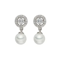 Lulu & Jane - Perlen-Ohrstecker, 20mm, Silber