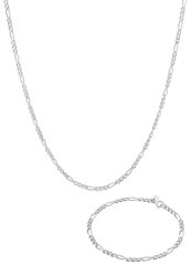 KUZZOI Kette Armband Herren Figaro Design 925 Sterling Silber Herrenschmuck 1 ct