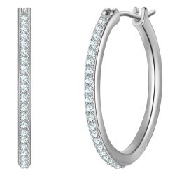 Yokoamii Creolen aus Messing in silber mit Zirkonia Ohrringe 1 ct Damen