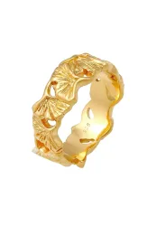 Elli Bandring Ginkgo Blatt Tropic 925 Silber vergoldet Ringe 1 ct Damen