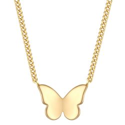 Glanzstücke München Halskette Schmetterling aus Sterling Silber in gelbgold mit Panzerkette Ketten 1 ct Damen