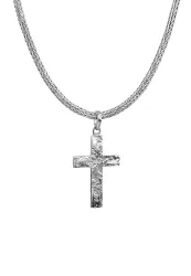 KUZZOI Herren Kreuz Oxidiert Massiv 925 Sterling Silber Ketten 1 ct