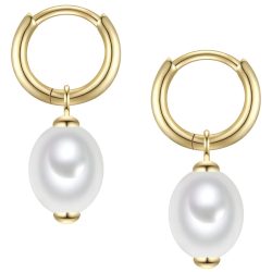 Rafaela Donata Creolen aus Sterling Silber in gelbgold mit Muschelkernperle Ohrringe 1 ct Damen